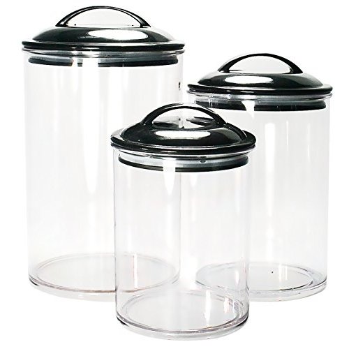 Calypso Basics by Reston Lloyd Acrylic Storage Canisters, Set of 3, Black