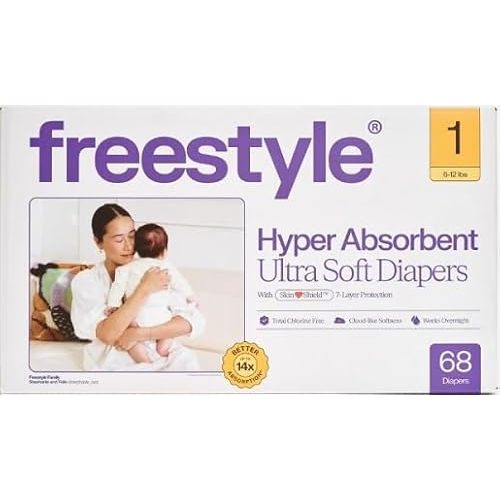 Free~Style Hyper Absorbent Ultra Soft TCF Luxury Diapers, Size 1, 68 Count