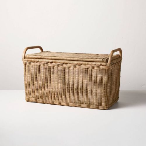 Large Rattan Storage Basket with Lid - Hearth & Hand™ with Magnolia