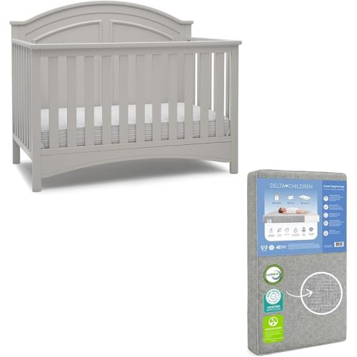 Delta Children Perry 6-in-1 Convertible Crib & Mattress, Moonstruck Grey