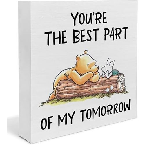 Pooh Bear Decorations, Winnie You're the Best Part the Pooh Wooden Box Sign Gifts for Women Men, Winnie Room Decor for Nursery Home Office