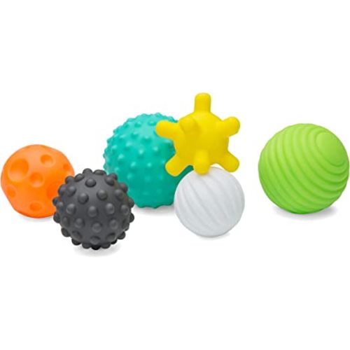 Infantino Textured Multi Ball Set - Toy for Sensory Exploration and Engagement for Ages 6 Months and up, 6 Piece Set