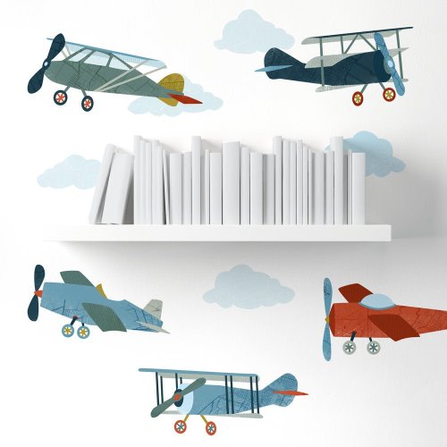Biplane Vintage Airplane Kit • Small • Peel-and-Stick Wall Decals