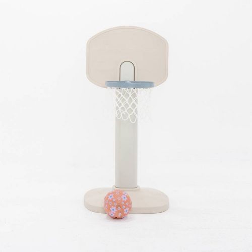 SMOL Basketball Hoop Neutral/Blue with Floral Plush Ball Traditional Backboard