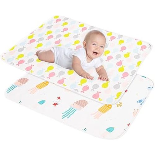 Baby Portable Diaper Changing Pad,Waterproof Changing Mat,Soft Comfortable,Foldable Travel Pad,Toddler Essentials Must Haves,Newborn Shower Gifts(Sea 20 * 27 inch-2pack)