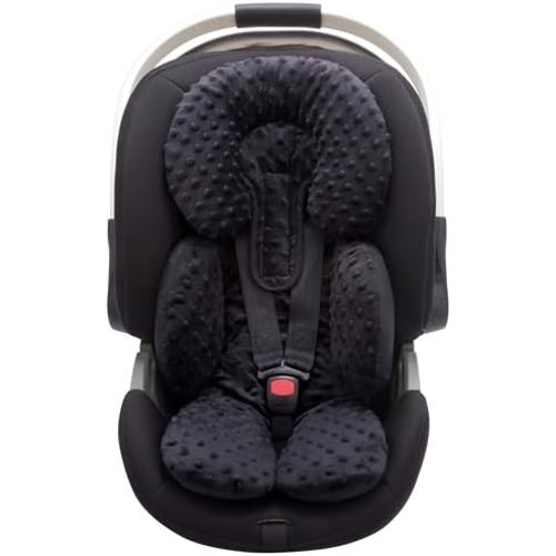 Pro Goleem Infant Car Seat Insert, Baby Head Neck Body Support, Soft Minky Newborn Car Seat Insert, 2-in-1 Reversible, Boys and Girls, Black