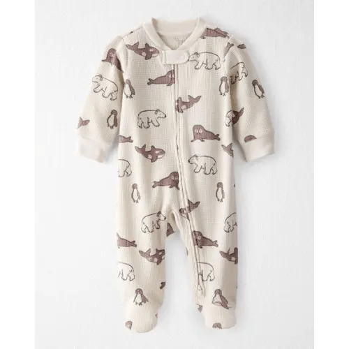 Baby Waffle Knit Sleep & Play Pajamas Made with Organic Cotton in Artic Friends Print - Little Planet | Carter's