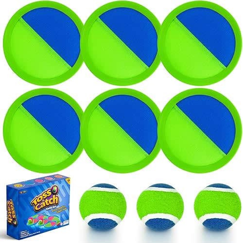 Upgraded Toss and Catch Ball Game Set for Kids, 6 Paddle 3 Balls