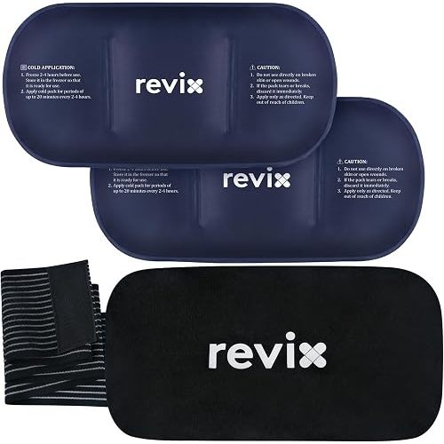 REVIX XL Ice Pack for Injuries, 2-Pack Flexible Cold Compress with Strap