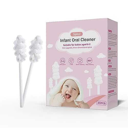 Bydezcon 30 Pcs Portable Baby Tongue Cleaner Baby Stick Infant Soft Gauze Toothbrush Cleaner