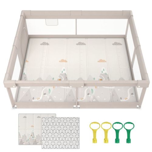 Fodoss 59x71in Baby Playpen with Mat – Safe Activity Center & Fence for Babies and Toddlers, Indoor & Outdoor Use