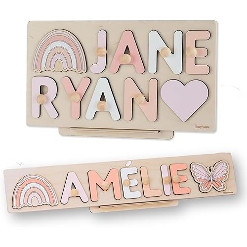 Personalized Wooden Name Puzzle with Pegs for Baby, Сhristmas Gift for Kids, Unique, 1st Birthday Present, Baby Shower, Nursery Decor, Montessori Wooden Toys, Toddler Gift