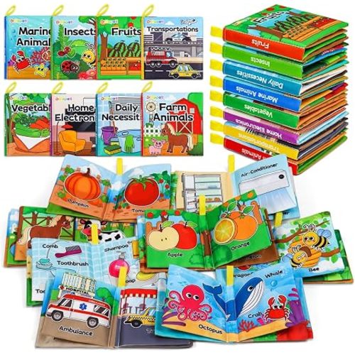 8 Pack Soft Books, Cloth Book, Bath Book, Baby Book, Crinkle Book