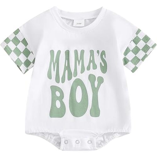 Newborn Infant Baby Boy Summer Outfit Mamas Boy Baby Clothes Boy Oversized Romper Shirts Short Sleeve Onesie
