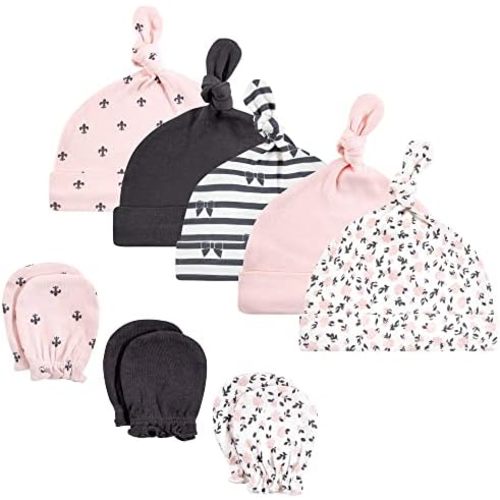 Hudson Baby Unisex Baby Cotton Cap and Scratch Mitten Set