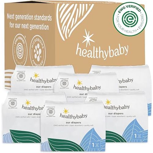 Our Diapers | The First EWG Verified & Microbiome-Friendly Diaper | 12-Hour Leak Protection | Made with Organic Cotton & Plant-Derived Materials | Totally Chlorine Free | Size 1 (7-14 lbs) 198 Count
