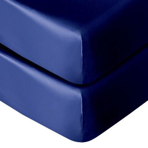 2 Pack Silk Satin Fitted Crib Sheet, Super Soft and Silky Crib Sheet for Boys, Girls, Unisex, 28x52 Inches, Navy Blue - NTBAY