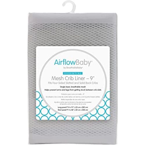Breathable Mesh Liner for Full-Size Cribs, 9" H (23cm) Essential 2mm Mesh, White (Size 4FS Covers 3 or 4 Sides)