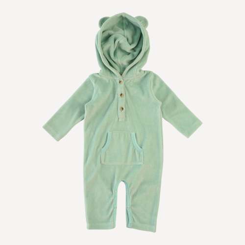 long sleeve kanga bear jumpsuit | hidden grove | organic cotton velour