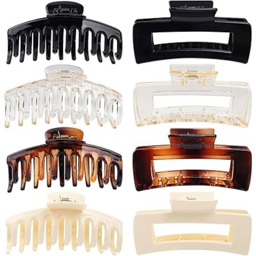 laxizar 8 Pack Claw Clips Rectangular Hair Clips for Women Girls Large Bandana Clips Strong Hold Hair Jaw Clips