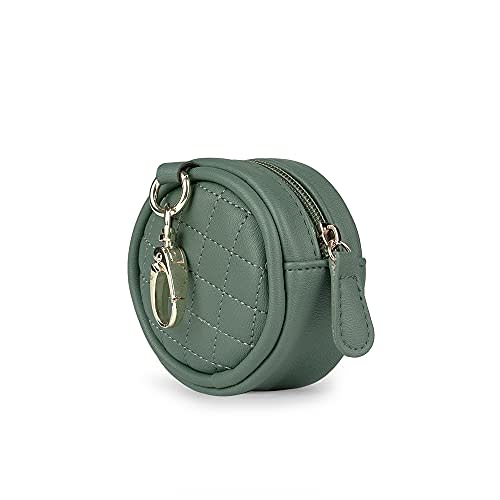 MOMIGO Pacifier Case Bag - Leather Pacifier Holder with Clip for Diaper Bag Stroller Purse Charm, Holds 2 Pacifiers Outdoor Travel (Green)