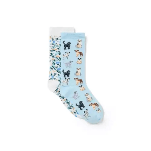 Girl Breezy Blue Dog Friends And Jet ivory Ditsy Floral Dog Friends And Ditsy Floral Sock 2-Pack by Janie and Jack