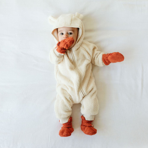 Goumi Kids x Babylist Fleece Bear Ear Baby Bunting Suit - Oat, Nb