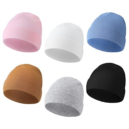 Newcotte 6 Pcs Preemie Baby Hats Cotton Preemie Caps Warm Newborn Beanie Premature Hat for Nicu Premature Boy Girl