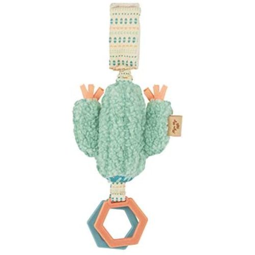 Itzy Ritzy - Ritzy Jingle Toy for Stroller, Car Seat or Activity Gym; Features Jingle Sound, Hexagon Rings and Adjustable Attachment Loop; Cactus
