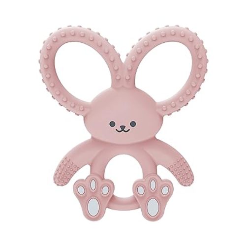 Dr. Brown's Flexees Teether, Pink Bunny, Soft 100% Silicone Baby Teether, BPA Free, 3m+, 1 Pack
