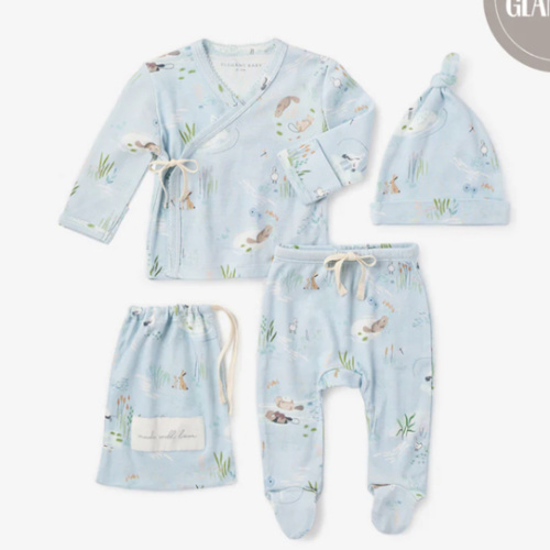 Otter Lake Printed Organic Cotton Layette Set – Elegant Baby