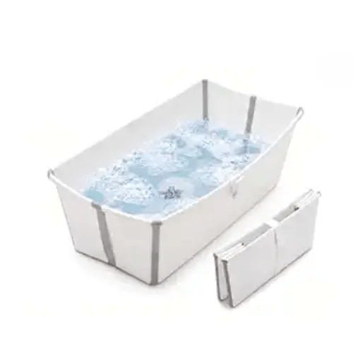 Stokke Flexi Bath X-Large Baby Bathtub, White Grey - 31.5 x 15.7 x 9.4 in - Best for Infants & Toddlers - Lightweight, Foldable & Easy to Store - Convenient to Use at Home or Traveling