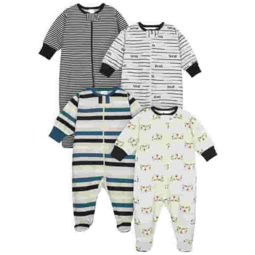 Onesies Brand Baby Boy Sleep 'N Plays Footed Pajamas, 4-Pack, Newborn - 6/9M