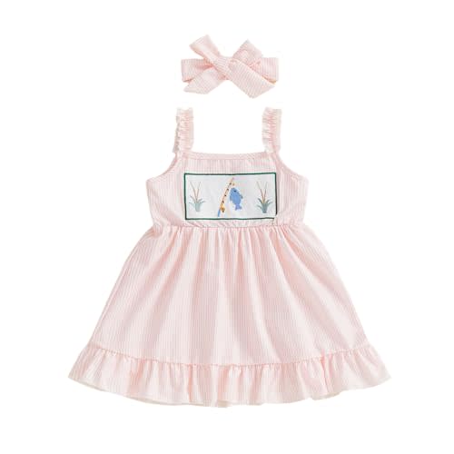 Toddler Baby Girl Dress Fish Sleeveless Stripes Ruffle Dresses Little Girls Summer Clothes Cute Kids Fishing Outfit