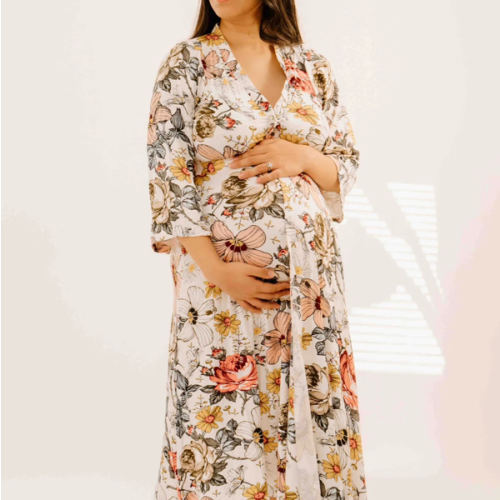 Lila Labor & Postpartum Gown in Vintage Floral