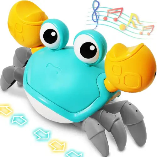 Pbooo Crawling Crab Baby Toy, Interactive Tummy Time Crab with Music