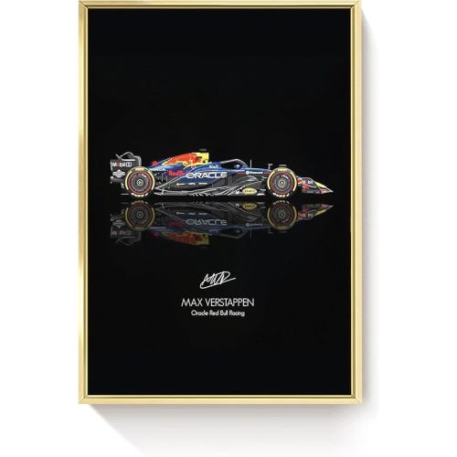 F1 Racing Car Posters, Masters Driver Printing - Sports Car Posters - Racing Art, Youth Room Decoration, Dormitory Decoration (Golden Frame 12x16)