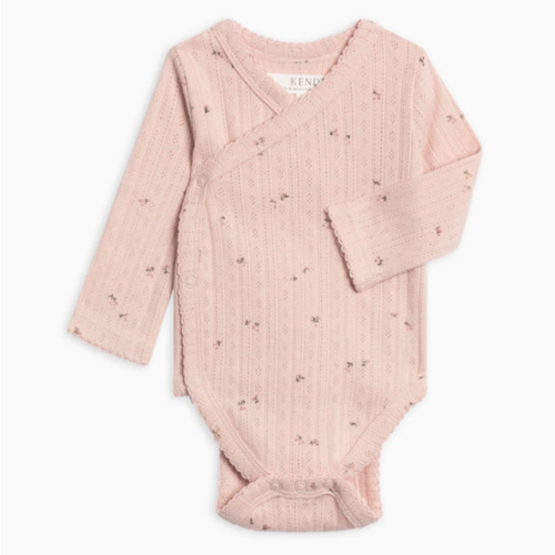 Hilda Brushed Back Pointelle Long Sleeve Kimono Bodysuit