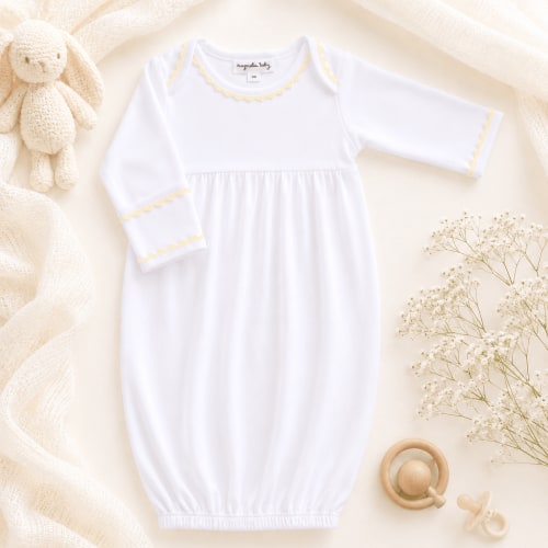 Baby Joy Gown with Yellow Crochet Trim