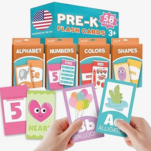 Hadley Designs Alphabet Flash Cards for Toddlers 1-3 - Preschool Learning Activities, Number Color Shapes & ABC Flash Cards for Toddlers 1-3, Daycare Essentials, Homeschool Supplies, Kids Easter Gifts