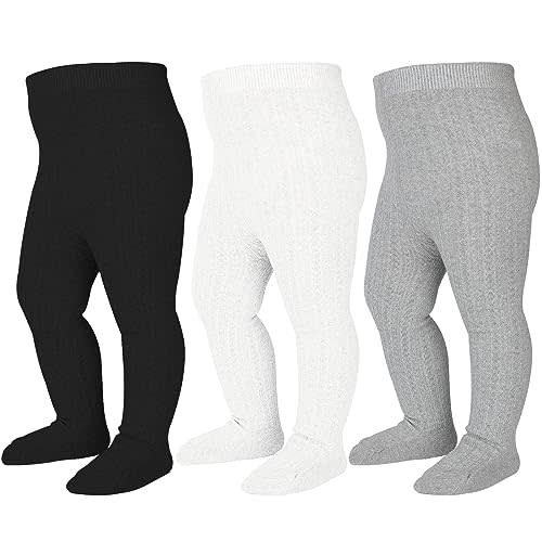 Mini angel Baby Tights Cable Knit Tights Baby Leggings Seamless Cotton Stockings Pantyhose 3/4 Pack for Infants Toddlers 0-5T