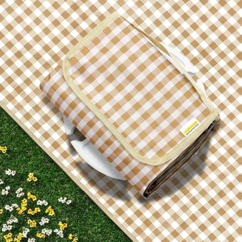 Outdoor Picnic Blankets Waterproof Foldable Sandproof, Large Gingham Cute Picnic Mat Washable Portable for Park Beach Camping Courtyard (Navy Blue, 60"×80")