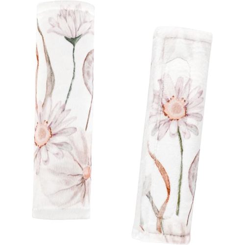 Carseat Strap Pads for Babies Girls, Double-Sided Use, Super Soft, Infant Car Seat Strap Covers, Seat Belt Covers for Baby Car Seats/Pushchair/Stroller/High Chair, Flower Pattern