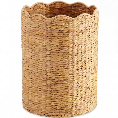 Best Choice Products Scalloped Large Round Laundry Hamper, Handwoven Laundry Basket & Organizer - Natural