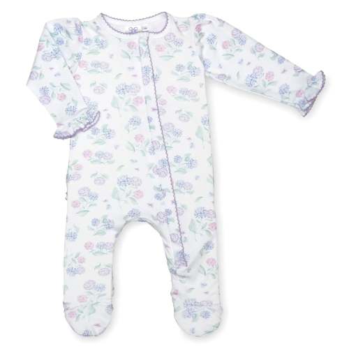 Hydrangea Ruffle Footie – Blueberry Children's Boutique