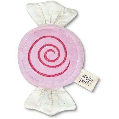 Apple Park Kids Sweet Treat Soft Rattle | Non-Toxic, Hypoallergenic, 100% Organic Cotton for 0m+ | Sensory Rattle for Newborns and Infants (Candy)