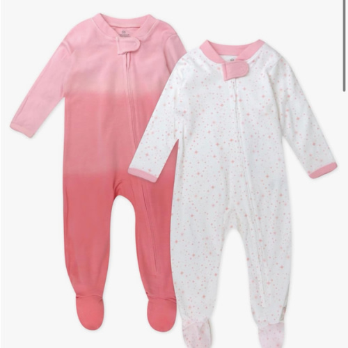 HonestBaby Sleep and Play Footed Pajamas One-Piece Sleeper Jumpsuit Zip-Front PJs 100% Organic Cotton for Baby Girls