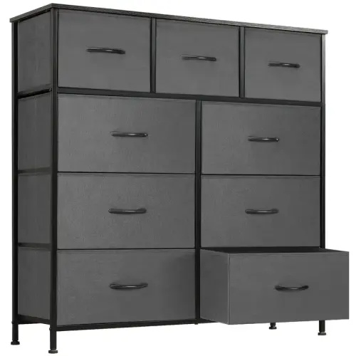 9 drawer dresser organizer metal frame wood tabletop - Temu