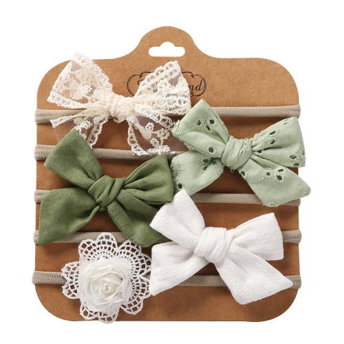 5PCS Baby Girl Headbands and Bows, Newborn Infant Toddler Nylon Elastics Hairbands Hair Accessories