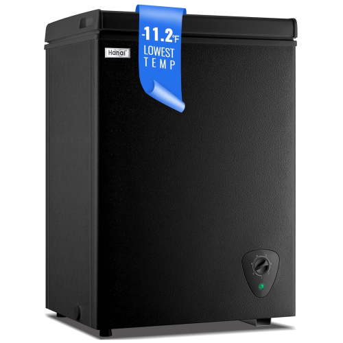WANAI 3.5 Cubic Feet Chest Freezer Black deep Freezer with Adjustable Temp Knob Ideal for Any Room